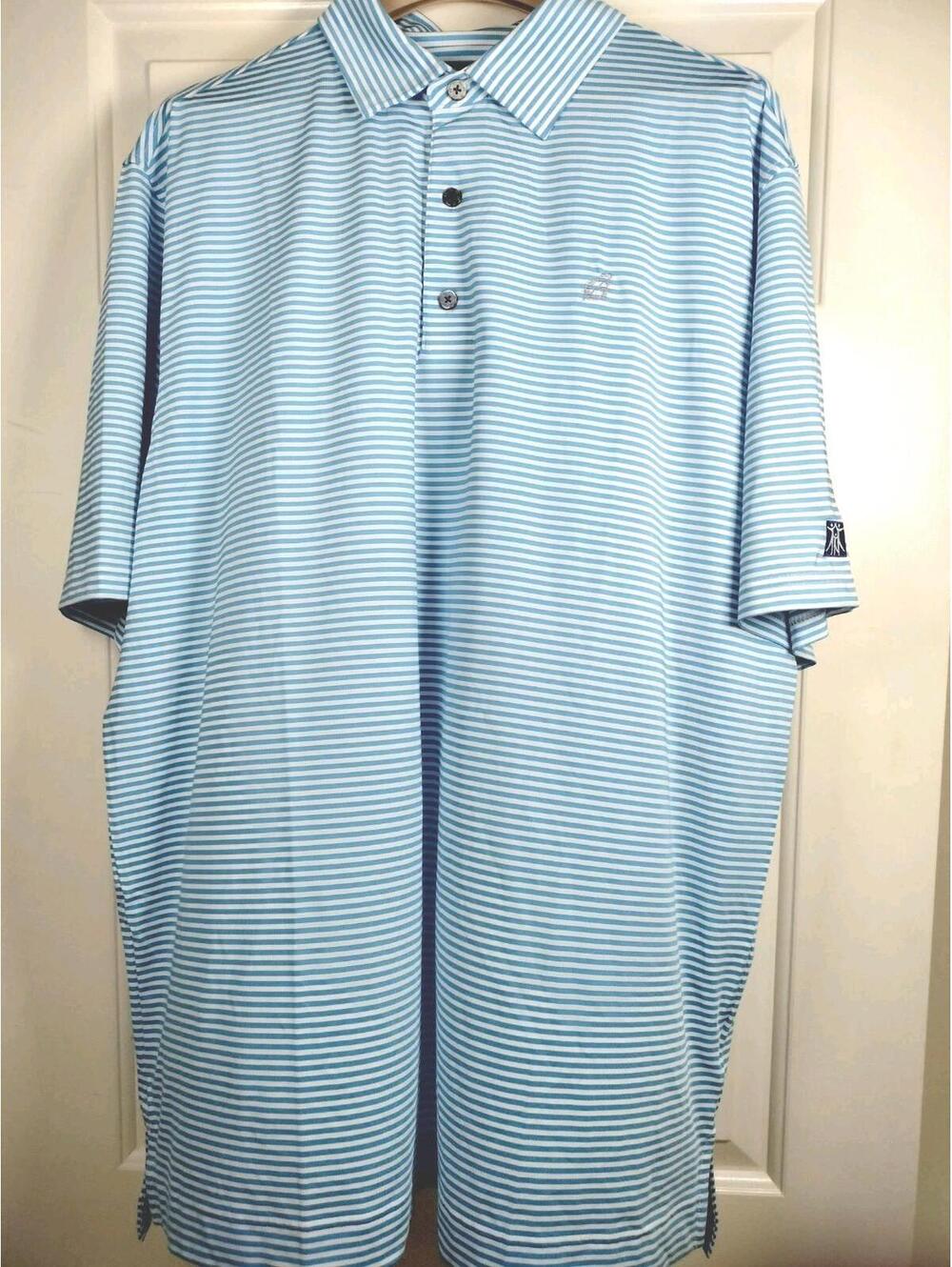 FootJoy Men’s‎ XL Golf Polo Shirt Blue White Striped Performance Stretch ProDry